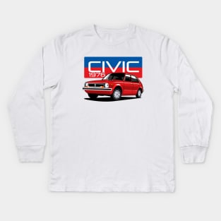 Civic 1976 Classic Cars Kids Long Sleeve T-Shirt